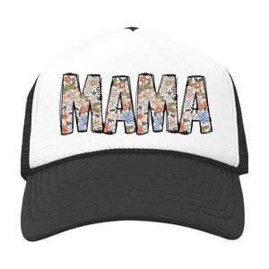 Mama Floral Black Trucker Hat